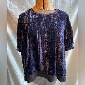 Maeve by anthropology Blue and Black velvet tunic shirt
